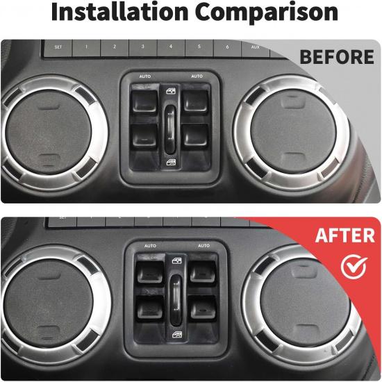 JWWY for JK Center Console Window Control Switch Knob Protection Cover Trim Compatible with 2012-2017 Jeep Wrangler JK KU Interior Accessories