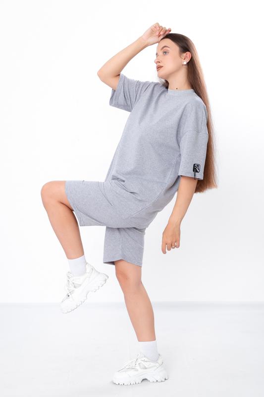 Stylish Women’s Set – Oversized Tee with Drop Shoulders & Bermuda Shorts, Summer, 8400-057 HC