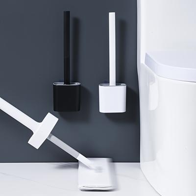 Silikon-Toilettenbürsten-Set mit langem Griff - Mühelose No-Dead-Angle-Reinigung, Wiederverwendbar, Auslaufsicher, Wandmontiert, Abnehmbar, Unaufgeladen