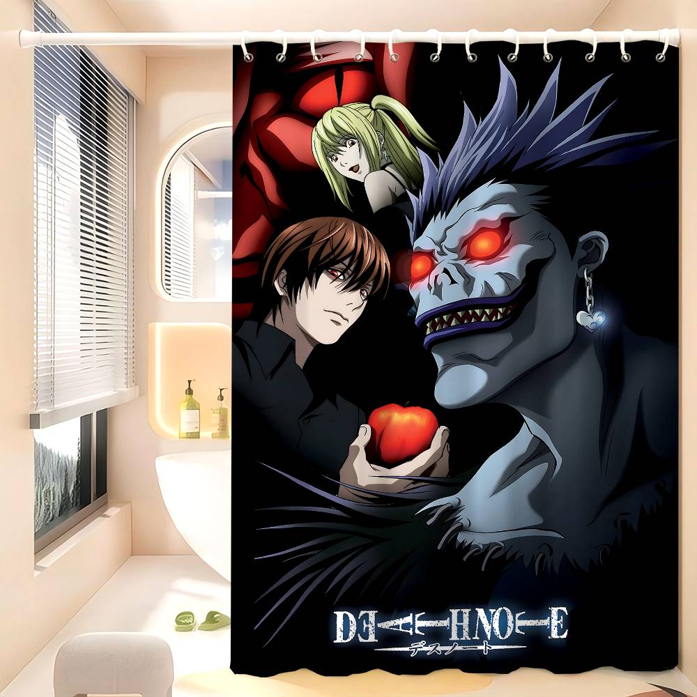 DEATH NOTE Polyester Duschdraperi Vattentät Rostbeständig Genomföringar Lättskött Torka Ren Hållbar
