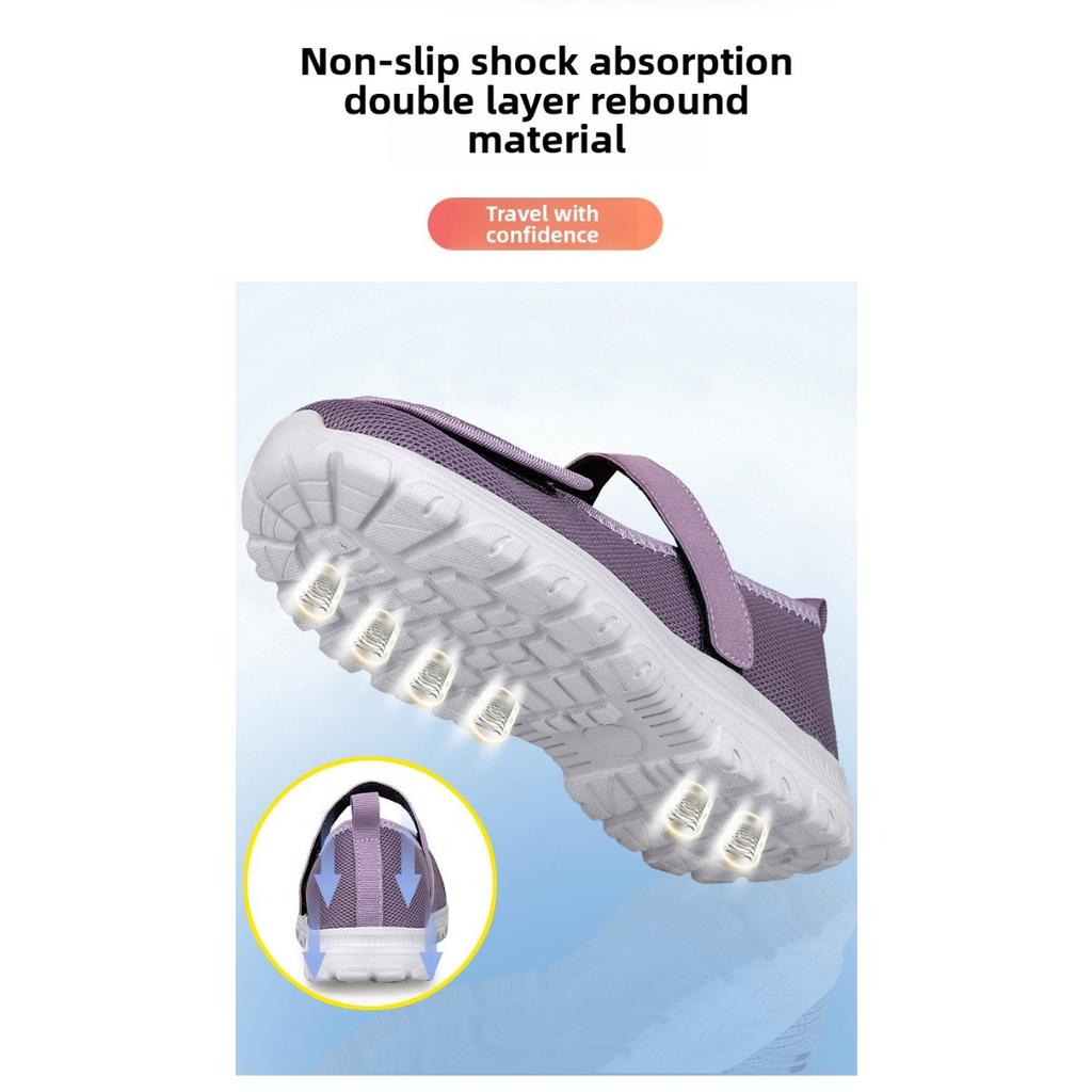 Ladies' Barefoot Walking Shoes, Velcro Adjustable Flat Shoes, Arthritis Edema Casual Shoes, Breathable and Convenient Slip In Sports Shoes