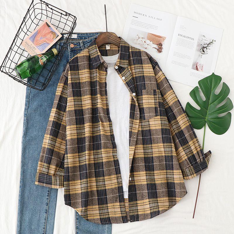 Plaid Shirts Womens Blouses Long Sleeve Lady Checked Tops Loose Female Outwear Casual Clothes Spring Autumn News 2026
