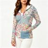 Sudadera con capucha ligera para mujer con cremallera, bolsillos, manga larga, estampado floral, chaqueta con protección solar, prenda exterior informal