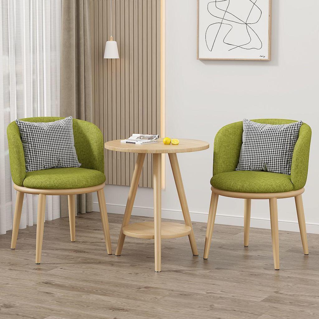 Light Luxury Balcony Tea Table & Chairs Set: Modern 3-Piece for Hotel or Bedroom - Includes One Table & Two Chairs