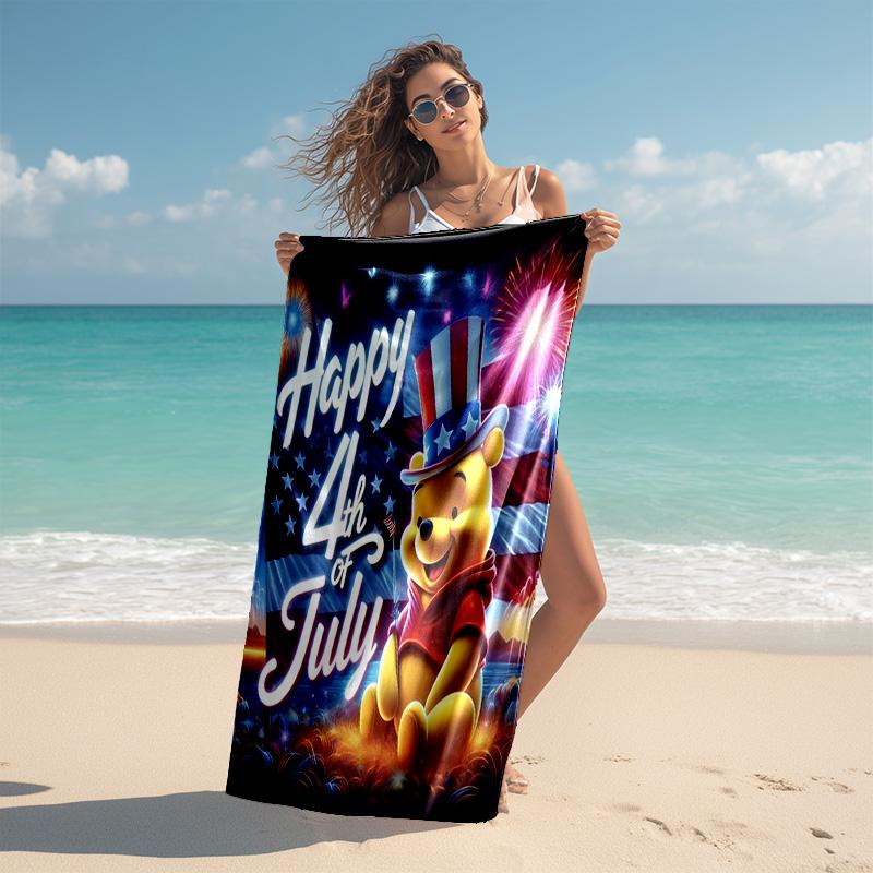 1pc Patriotic Winnie Pooh Celebration Cartoon Quick Dry Microfiber Bath Towel for Swimming Surfing Camping Unisex Holiday. SJT720181