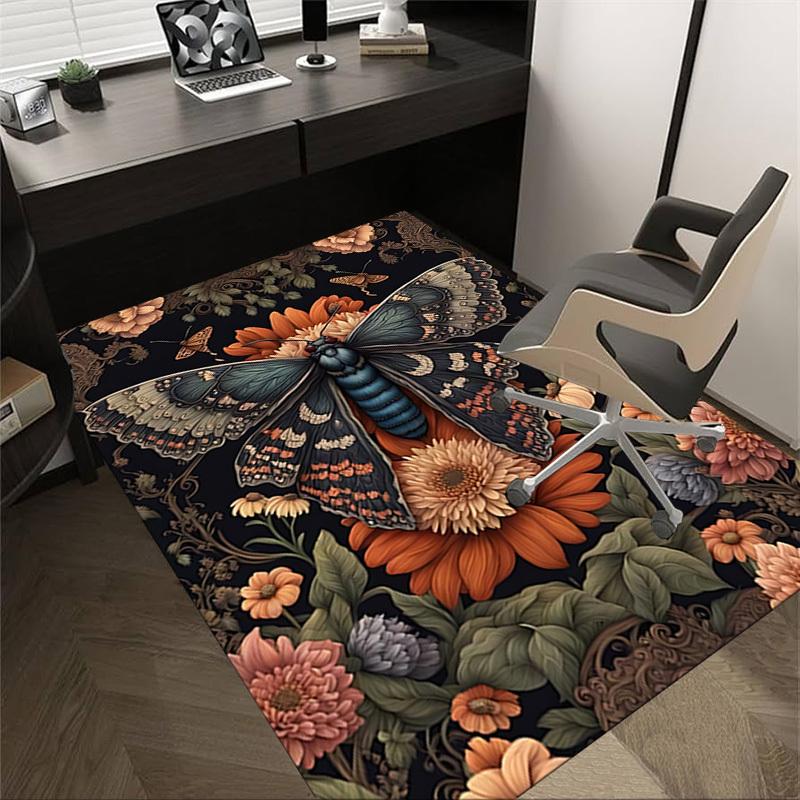 

1pc Butterfly Flowers Carpet Anti Slip Polyester Floor Mat for office.Bedroom 60cm by 90cm