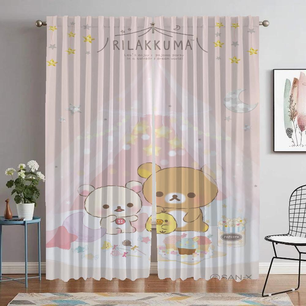 Rilakkumas Anti-mosquito Curtains for Living Room Curtain Partition Home Interior Curtains 2 Pieces Shades Halloween Decoration