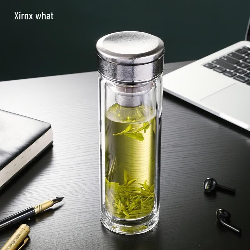 XIMX Double Wall Insulated Glass Mug
