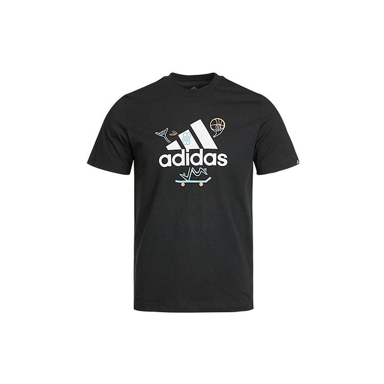 adidas Causual Sports Round Collar Printing Male Black Men s GL3709 S