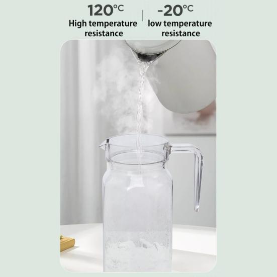 Cold Water Pitcher 1.1L Large Capacity Transparent Drink Dispenser Seal Pitcher with Lid Spout Lemonade Juice Beverage Jar for Hot Cold Drinks