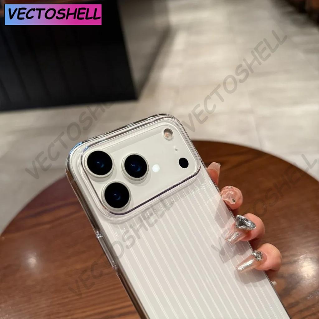 17 Pro Max Luxury Transparent Corrugated Pattern Ultra Thin Case For iPhone 17 Air 16 15 14 Pro Max Plus Shockproof Soft Cover