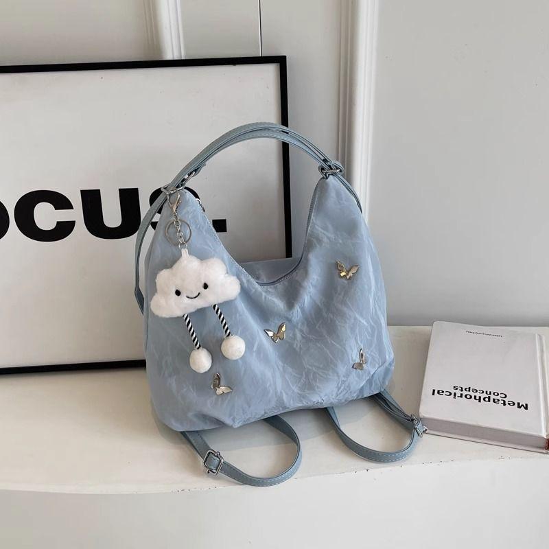 

Large Capacity Bag Women s Messenger Bag 2025 New Arrival Summer Handbag Niche Style Commuter Tote Backpack Shoulder Bag Blue (no ornaments)