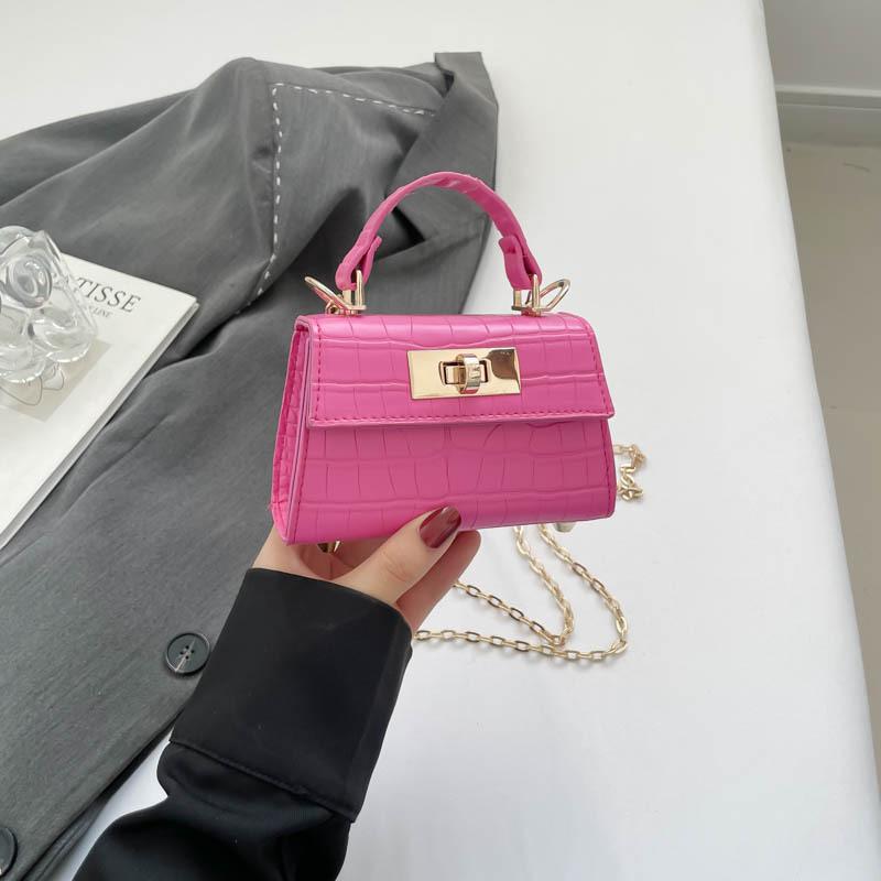 Solid color texture stone pattern fashionable new retro temperament simple summer casual shoulder portable small square bag