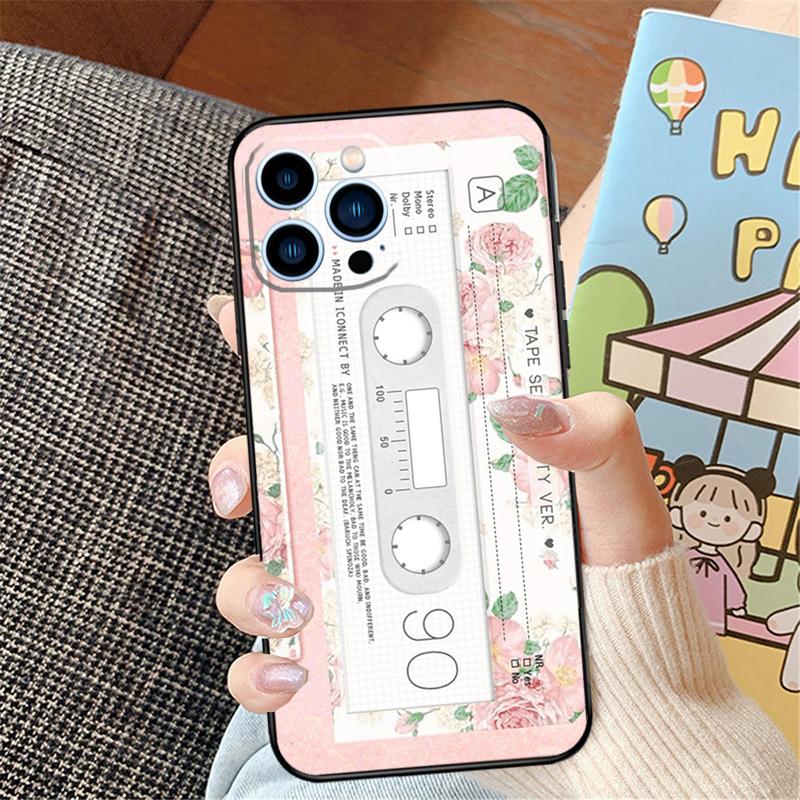 Cassette Tape Phone Case For iPhone 16 15 14 Pro Max 11 12 13 Pro Max Mini XR 16e 16 15 Plus Bumper Cover