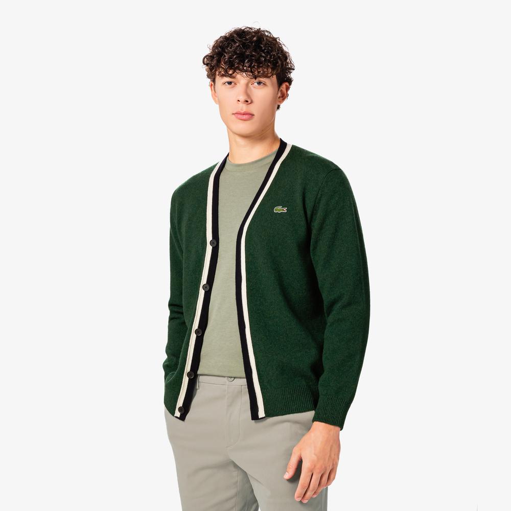 Lacoste Men'S V-Neck Wool Cardigan Ah660E-55N Yzp