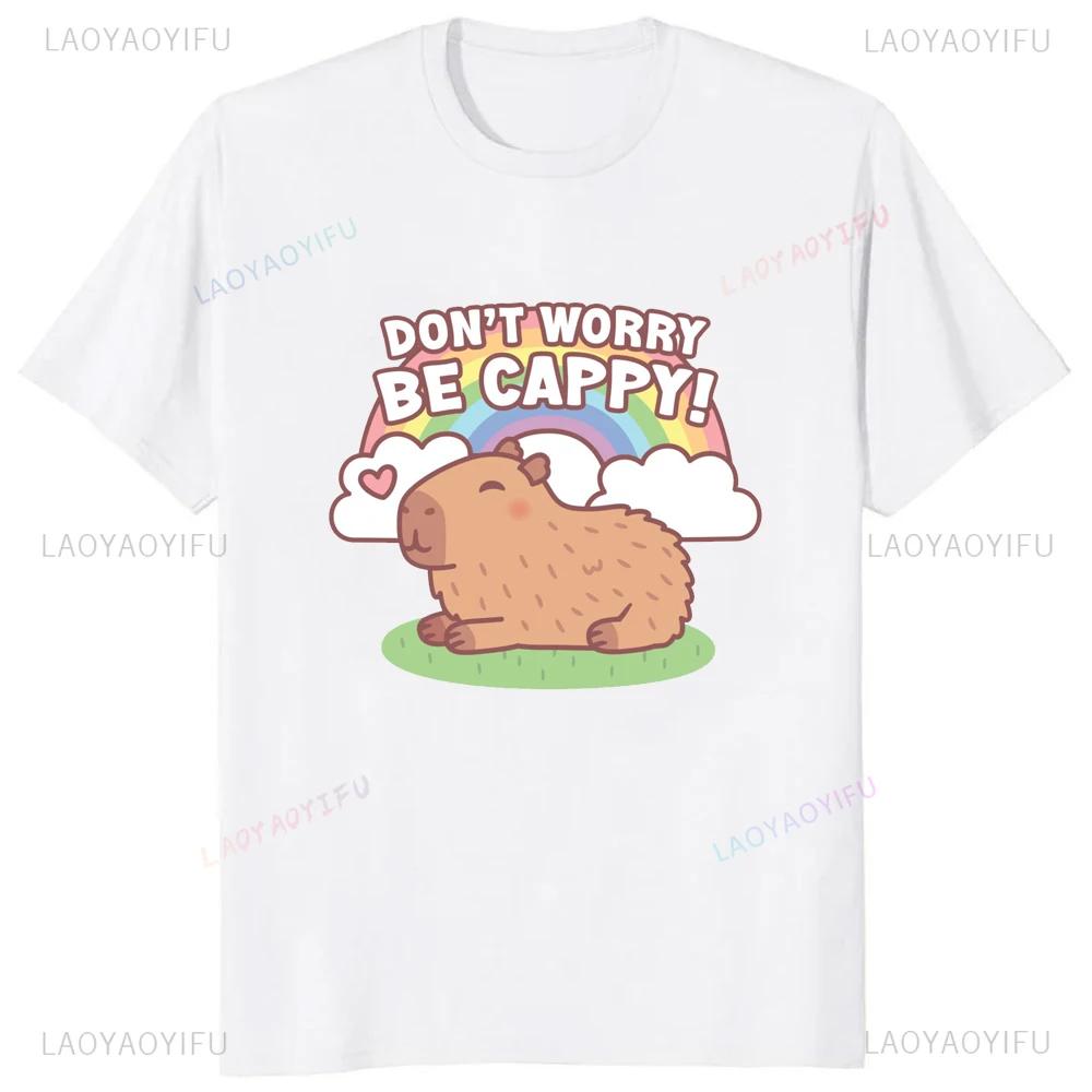 Dont Be Worry Be Capy Printed Retro Funny Capybara Graphic T Shirts Streetwear Short Sleeve Man Tshirt Loose Casual Women Tees