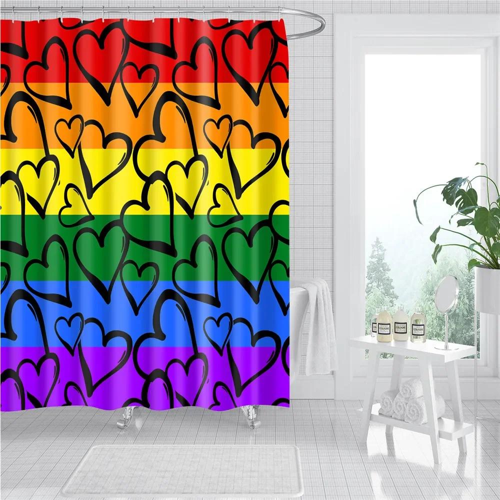 Abstract Geometric Stripes Printing Shower Curtains Home Hotel Bathroom Decoration Bath Curtains Waterproof Bathroom Curtains