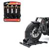 Motorrad-Radkeil Easy Vario Verstellbarer Vorder- und Hinterradständer schwarz + Motorrad-Spanngurt-Set mit Ratsche und Haken