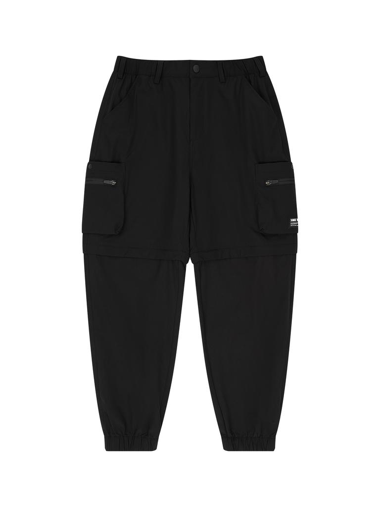 Jeimiweseuteu Detachable Side Pocket Jogger Pants (Black)