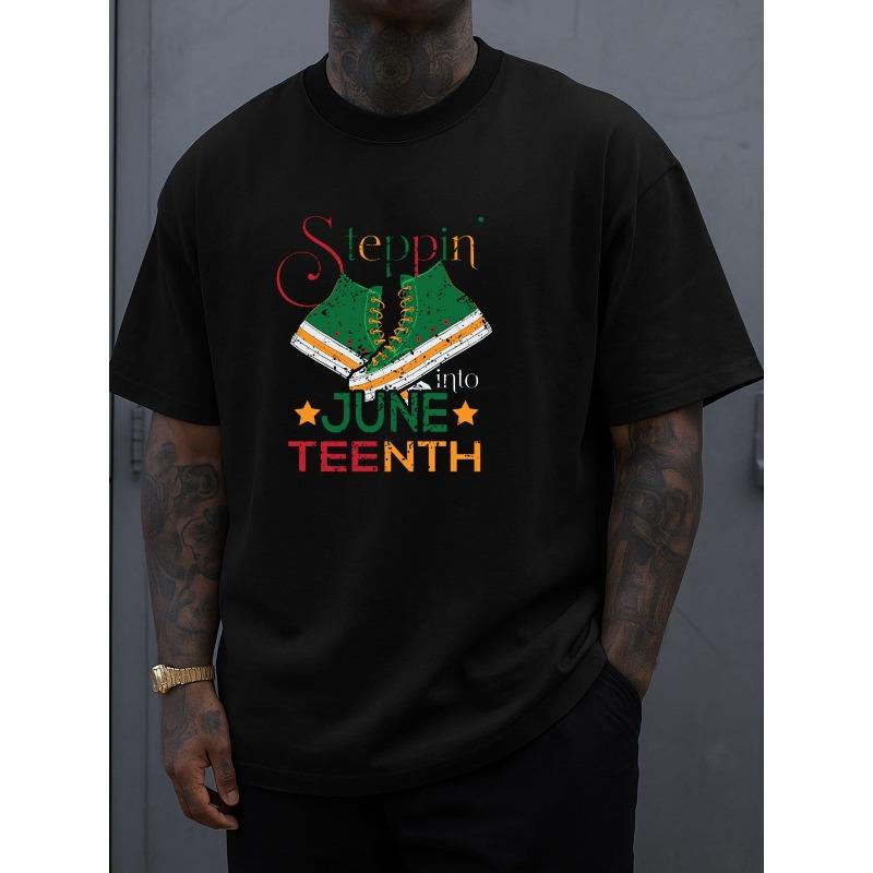 

Black Crew Neck T-Shirts for Juneteenth, Perfect for Summer Weekends. These Regular Fit Casual Tops Are Suitable for Any Season And Make Great Gifts S чёрный
