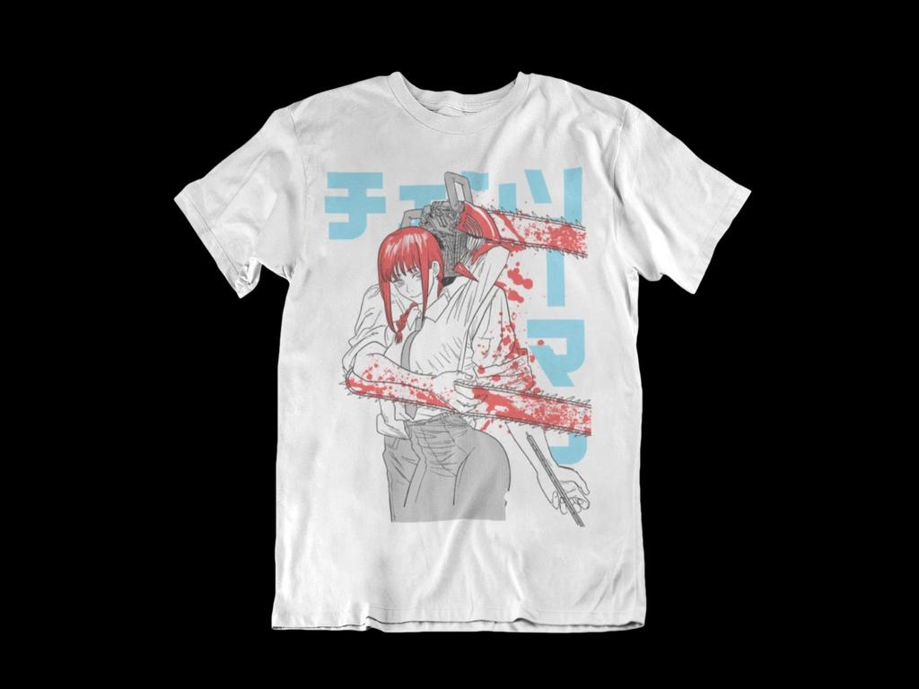 Chainsaw Man „Makima x Chainsaw“ Temná Estetika Anime Streetwear Pop Rockový Koncert Fanouškovské Merch Tričko