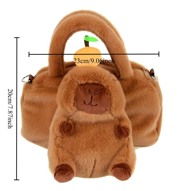 Lovely Capybara Plush HandBag Kawaii Orange Capibara Toy Shoulder Bag Mobile Phone Bag Tote Bag Cute Children's Birthday Gift