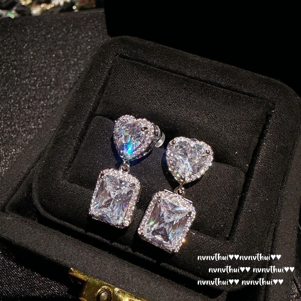 Bright Star Hippo Eye Water Drop Gem Earrings, Sparkling, Curved Ladder Square Zircon Earrings, Wing Brooch