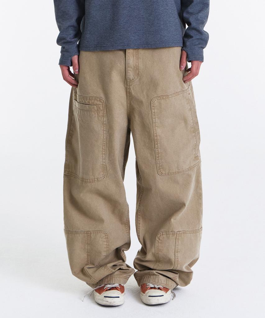 Gicheol Asym Vintage Cargo Pants (Washed Beige)