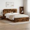 Headboard Cabinet with Storage Smoked Oak Wood Based Material
