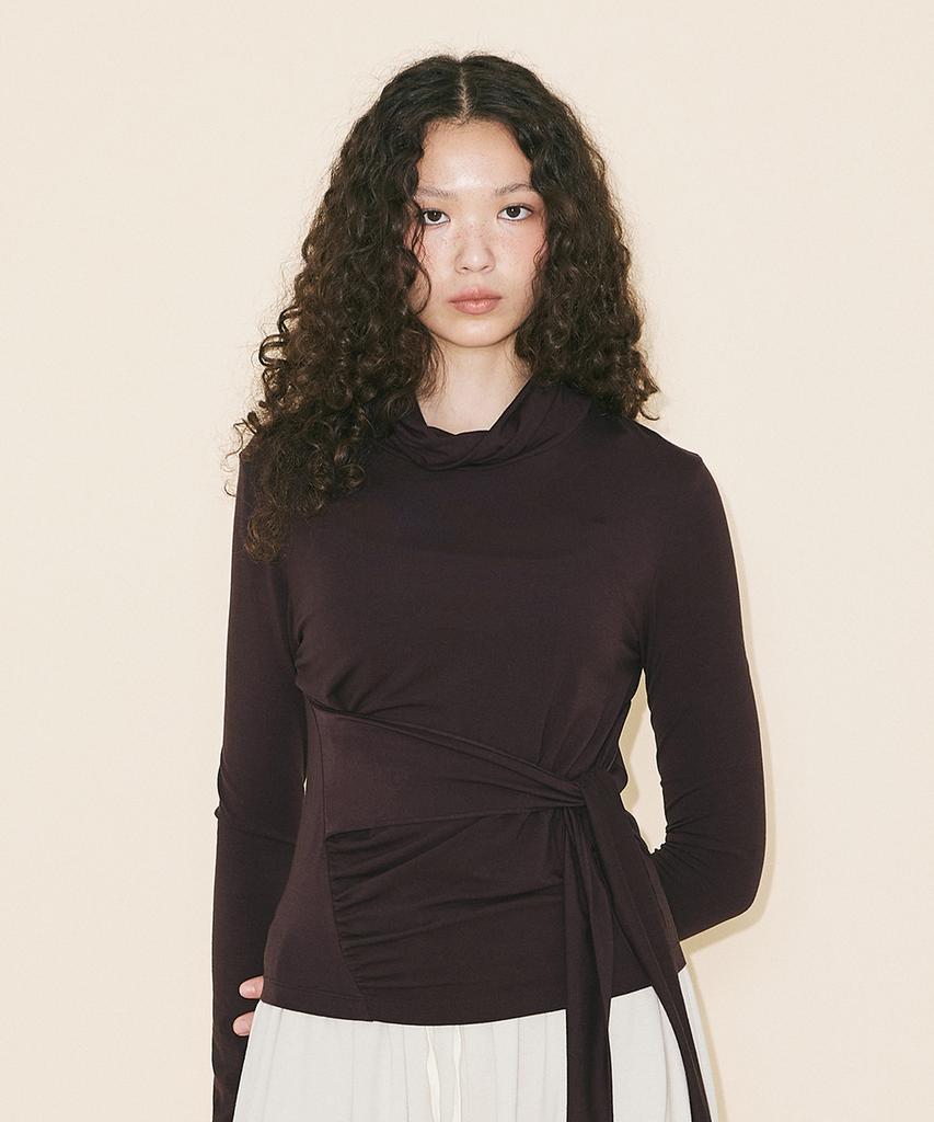 Yuupeu Wrap Around Turtleneck T-Shirt - Violet