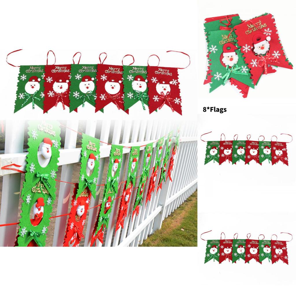 Christmas Party Decorations With Santa Claus Pattern Festive Flag Banners For Holiday Celebration