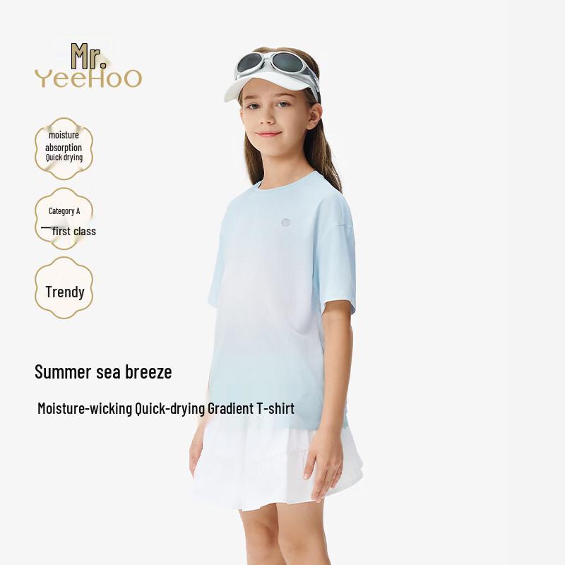 YEEHOO Kids  Summer Gradient Moisture-Wicking Short Sleeve T-Shirt 140