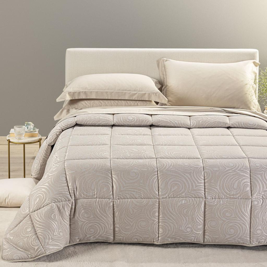 Silver Barocco Quilt In Jacquard Satin 300 G/m²