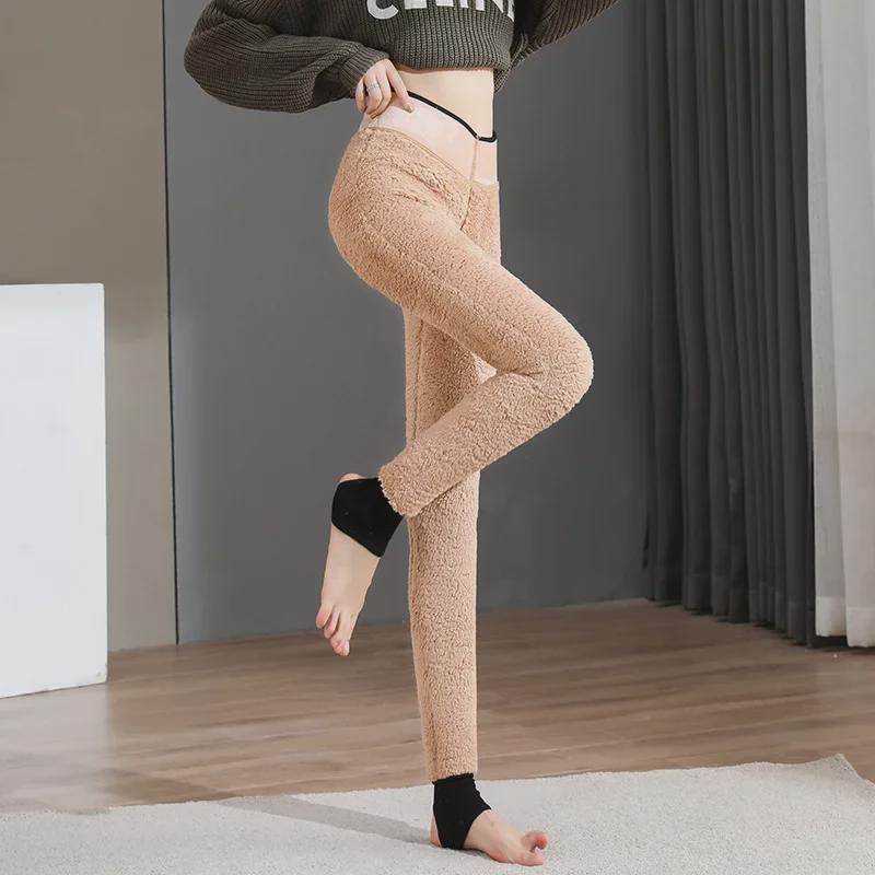 Women's High-Waisted Super Thick Velvet Leggings - Warm Winter Outerwear
