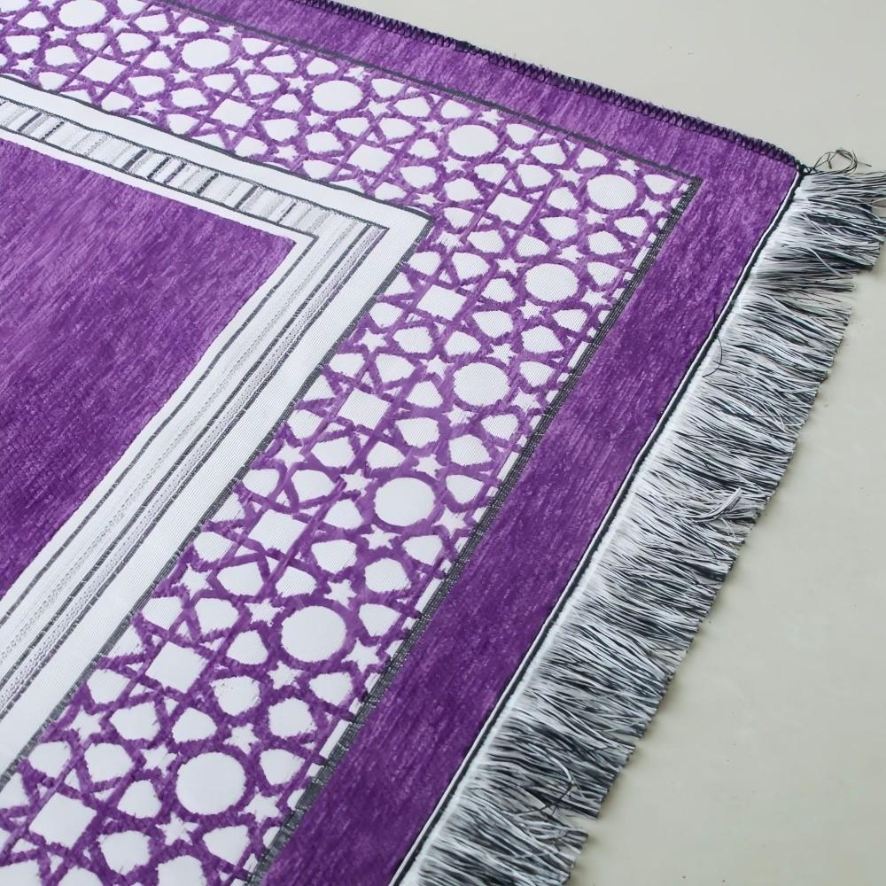 New Foldable Prayer Rug Washable Rectangle Living Room Rug with Tassel Non-slip Worship Blanket