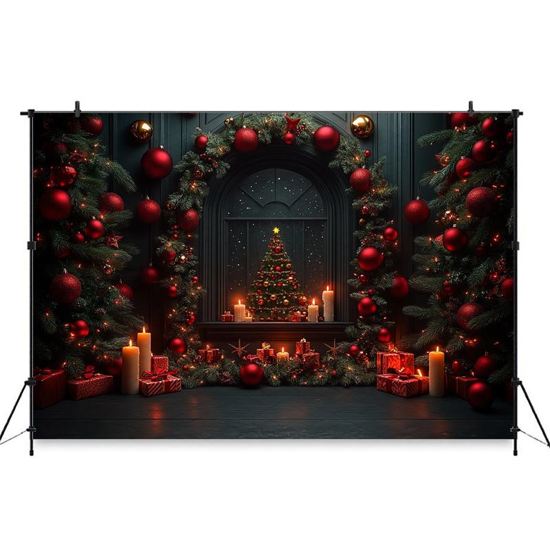 Mocsicka Christmas Tree Backdrop Photography Home Candle Wall Gift Decoration Background Props Studio Wallpaper Banner Photocall