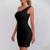 Women's Solid-Color Sleeveless One-Shoulder Dress