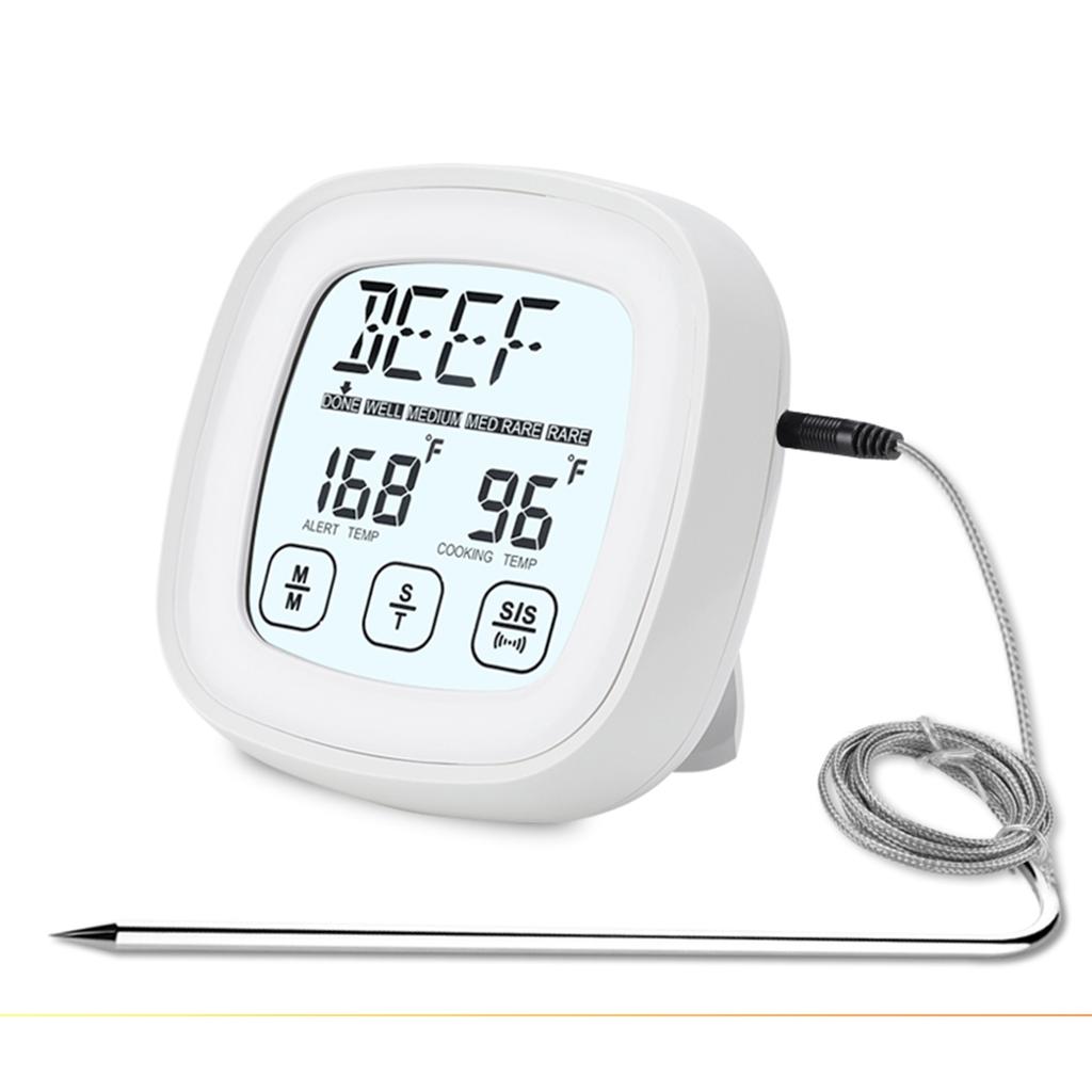Digital Food Thermometer, BBQ Grill Mt Thermometer with Timer, 9 Preset Modes, 5 Doneness Levels, Temperature Alarm, Backlight, Magnetic Base