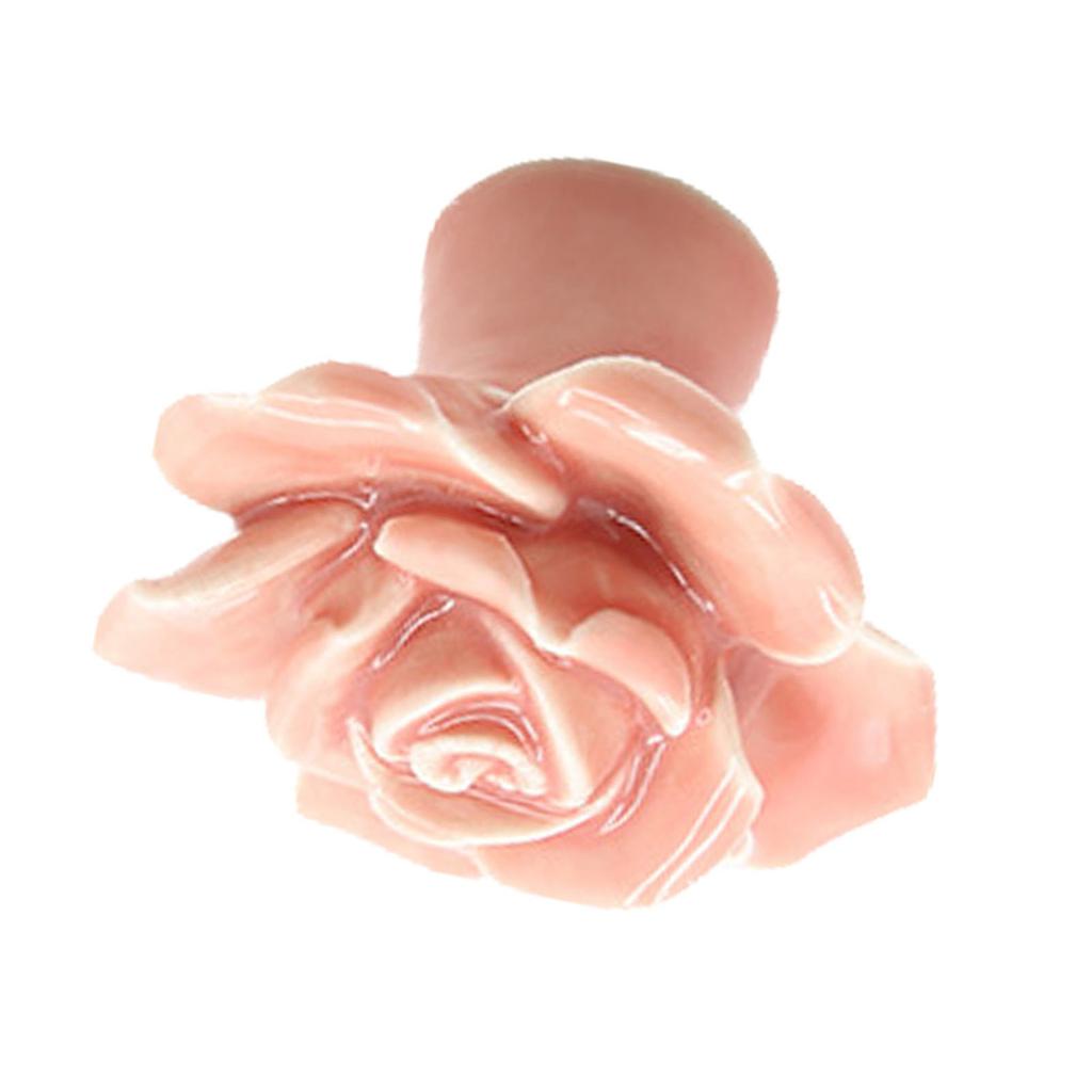 Ceramic Rose Door Knob Drawer Cupboard Wardrobe Furniture Pull Handle Hardware (Pink)