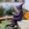 Witch Fishing Statue Resin Garden Microscopic Craft Sculpture Festival Witch Decoration