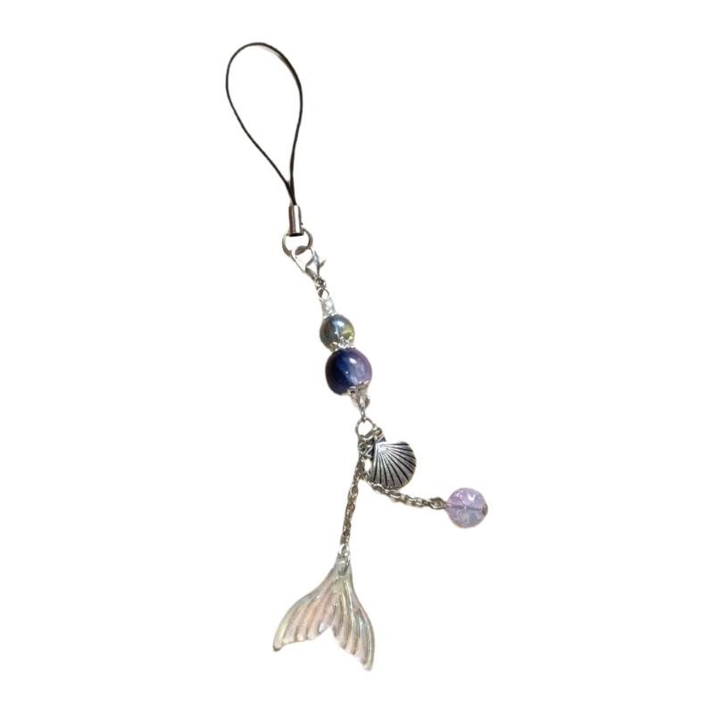 Handcrafted Beaded Mermaids Tail Phone Charm Youthful Beaded Phone Jewelry Fish Tail Charm in Assorted Colors for Women 1