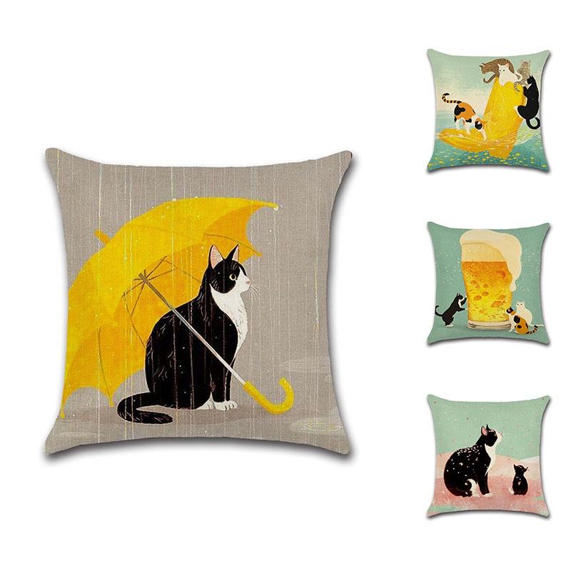 Classic Cat Design Pillow Cushion Cover For Bedroom And Living Room Decor