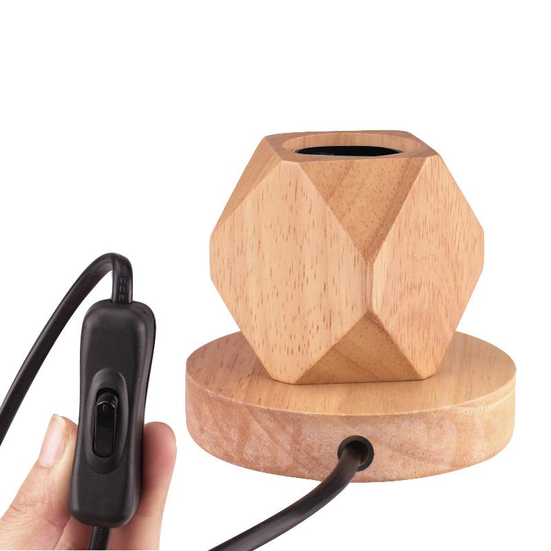 Modern Wood Table Lamp Retro E27 Desktop Decorative Light Indoor Art Lamp Living Room Bedroom Decoration Wood Light Base EU Plug