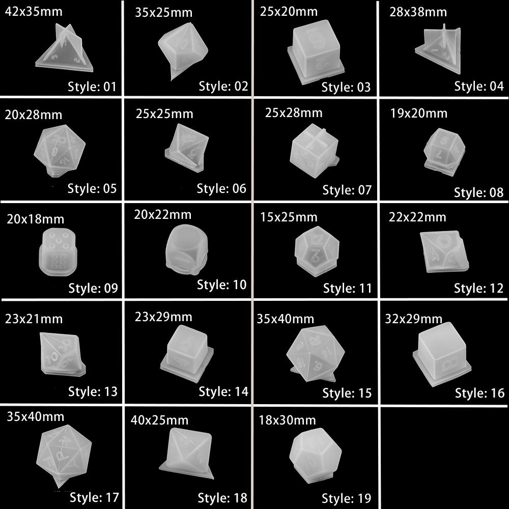 19 tvarů nepravidelných kostek formy na epoxidovou pryskyřici kostky formy na pryskyřici se sušenými květinami silikonová forma výroba DIY pro digitální hru s více specifikacemi