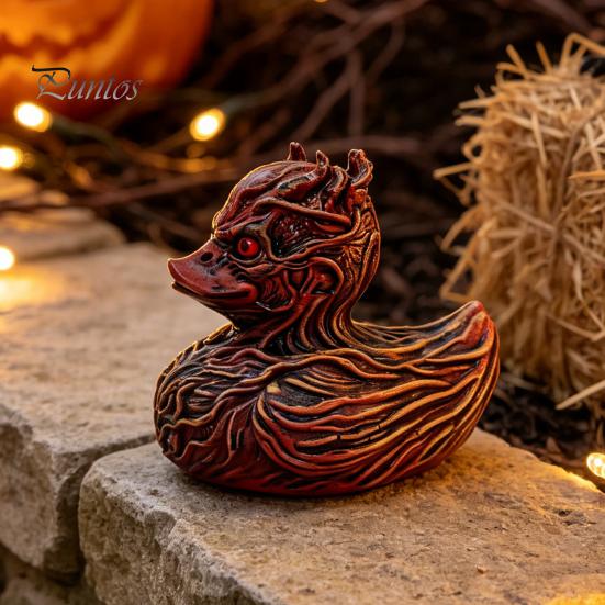 Unique Trendy Collectible Halloween Horror Duck Figurine, Devil Animal Resin Statue, Retro Gothic Style Gift Desktop Decor for Shelf Desk Car Creative