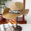 Western Cowboy Style Straw Hat for Women, Summer Wide-brimmed Hiking Sun Hat, Ethnic Style Knight Hat, Men's Sun Protection Hat