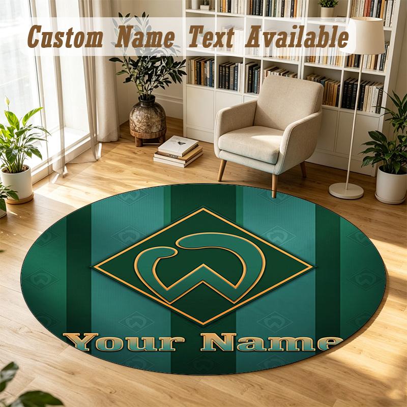 Round Rug Custom NameWerder Bremen FC Pattern Non Slip Carpet Home Floor Decor