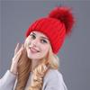 Xthree Berretto Invernale in Maglia con Pompon in Vera Pelliccia per Donna Cappello Berretti Cappellini Nuovissimo Spesso Cappello Femminile Cappellini Berretti