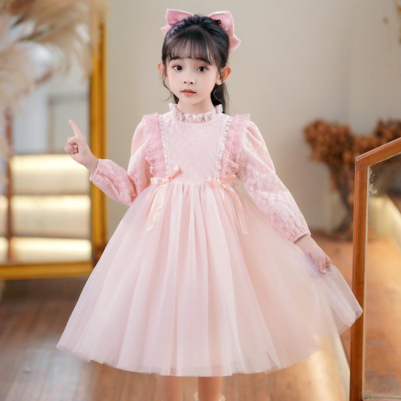 

Платье принцессы для девочки, кружевное платье, платье с бантом, марлевое платье