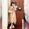 Niche Off-the-shoulder Knitted Dress, Early Autumn New Women's Clothing, Small Slim-fitting Sweater, Long Skirt.